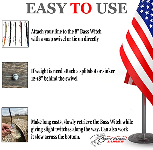 Delong Lures Fishing Lures, Made in America, Pre-Rigged Weedless Bass Lures for Fishing, Segemented Soft Platisc Fishing Bait, Fishing Worm Lure, Fishing Tackle Kit - color: Firetiger