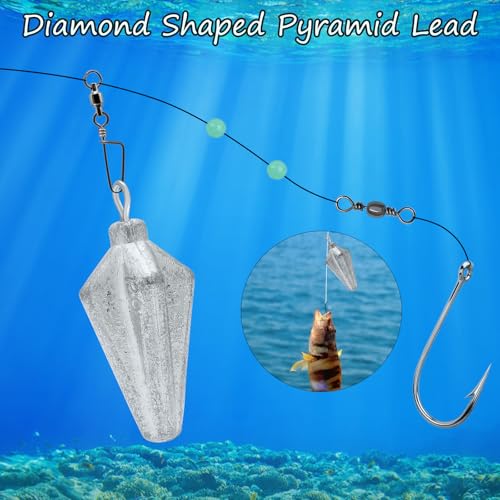 Fishing Pyramid Weights Rhombus Quadrangle Lead Triangle Fishing Sinkers | Surf Fishing Sinkers for Ocean Saltwater Fishing Casting Gear Tackle 1oz 2oz 3oz 4oz - size: 3oz-6pcs