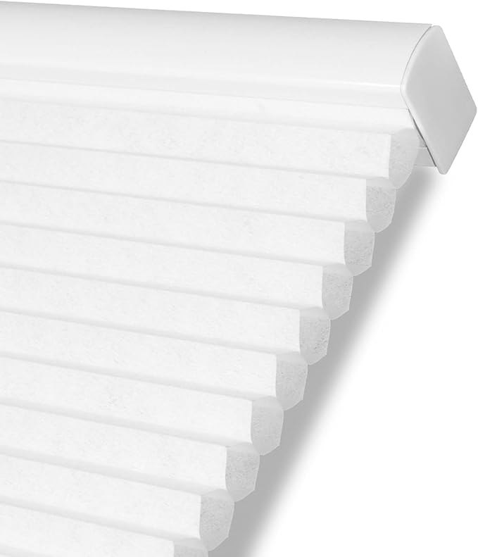 Persilux Light Filtering Cordless Cellular Shades 1.5" Cellular Blinds for Windows, Office, and Sliding Glass Doors, White, 34" W x 72" H