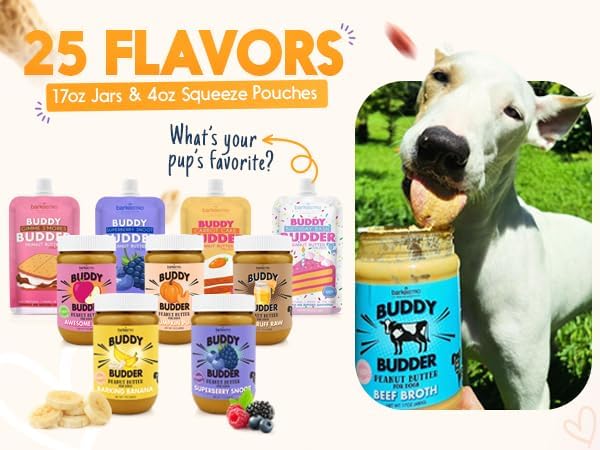 BUDDY BUDDER Barkin Banana + Pumpkin Pup, 100% All Natural Dog Peanut Butter, Peanut Butter Dog Treat, Made in USA (Set of 2 | 17oz ea)