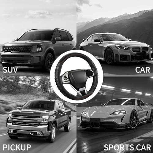 3D Steering Wheel Cover Great Grip with 3D Honeycomb Hole, Anti-Slip Sporty Design, Universal 15 inch(All Black) - color: All Black, size: Round-Middle[14.5''-15'']