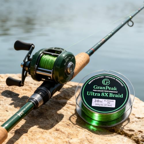 8 Strand Braided Fishing Line, Pro-Grade Performance, PE Braided Line, Zero Stretch, Smooth Casting, Abrasion Resistant, High Density and High Visibility, Ice Fishing Line - size: 40 LB (300 yards)