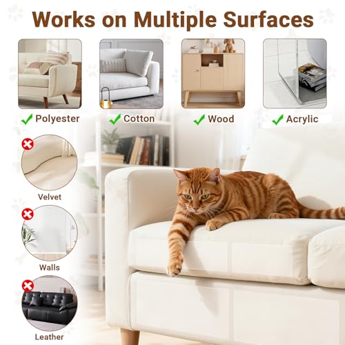 Anti Cat Scratch Furniture Protector - 118in*12in, Clear Couch Guards from Cats Scratch, Sofa Protectors from Pets Scratching, Door Protector from Dog Scratching, Self-Adhesive - 50 Pins - size: 118in*12in