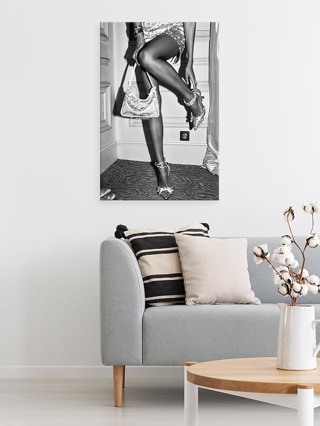 High Fashion Poster Trendy Black and White Wall Art Retro Girl Room Decor