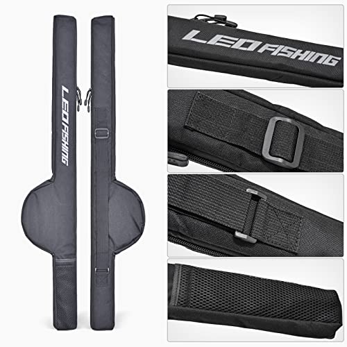 LEOFISHING Portable Fishing Rod Case Folding Fishing Pole Bag Fishing Pole Tackle Protective Cover Case Fishing Spinning Rod Bag Special Design for Fishing Poles with Reels 3 Size (Big) - size: Big-126cn/49.6in