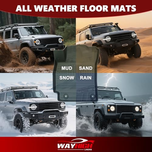 Wayhigh® Floor Mats & Cargo Liner for Buick Enclave 2018-2024, All Weather TPE Car Mats Waterproof Heavy Duty Floor Liners, Floor Mats Custom Fit for Enclave Accessories - style: 4) For Buick Enclave / 2018-2024 / Mats Set
