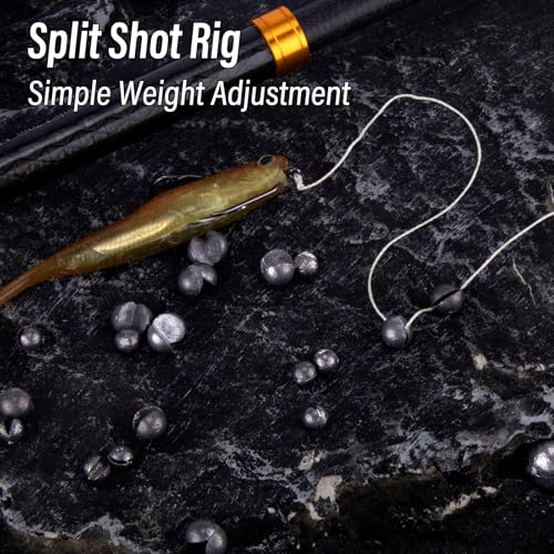 Dr.Fish 100 Pack Round Split Shot Weights Fishing Sinker Clip on Line Weight Tackle Fly Fishing Freshwater Saltwater - size: 1/14oz(#5)-100 Pack