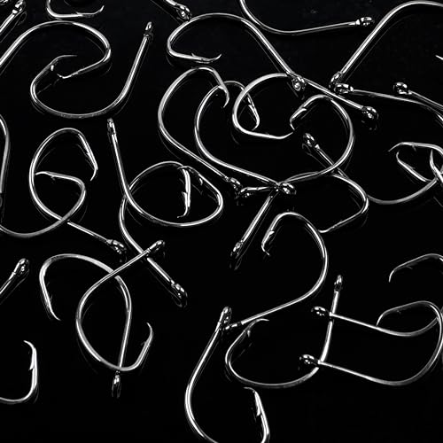 Circle Hooks Saltwater,100pcs Catfish Hooks Offset Circle Octopus Fishing Hooks High Carbon Steel 2X Strong Barbed Fishhooks for Bass Trout Freshwater Saltwater - size: 100pcs-1/0