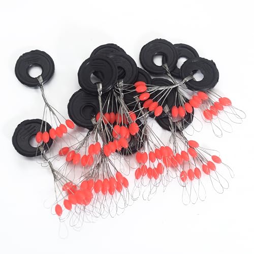 6 in 1 Fishing Bobber Stopper,Soft Silicone Float Sinker Stops,100Pcs Cylinder,Oval Float Stop Stoppers… - color: Red-Oval, size: Small