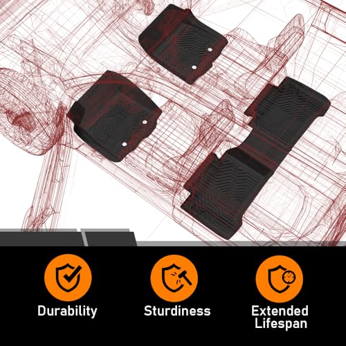 G-PLUS Floor Mats 3pcs Compatible with Chevy Silverado GMC Sierra 1500 1999-2006 & 1500 Classic 2007, Fit Silverado Sierra 2500 2001-2004, 2WD 4WD Extended Cab TPE Floor Cargo Liners - size: 99-06|Fit Silverado & Sierra Extended Cab|3PCS