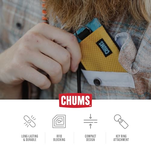 Chums Surfshorts Wallet - Lightweight Slim Wallet with RFID Blocking Card & Clear ID Window - Zippered, Water Resistant w/Key Ring (Green Tie Dye) - color: GREEN TIE-DYE