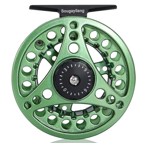 Sougayilang Fly Fishing Reel, Die Cast Aluminum Fly Reel, 5/6, 7/8, Weight Saltwater Fly Reels, 5/6, 7/8, Weight Saltwater Fly Reels - color: Green, size: 5/6wt