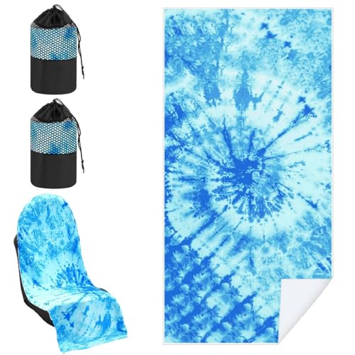 Hahafelt Car Seat Towel Covers with Storage Bag, 63 x 32 Inch Universal Non Slip Waterproof Sweat Protector for Car Truck, Gym Swimming Running, Machine Washable(2 Pack,Blue Tie Dye) - style: Blue Tie Dye