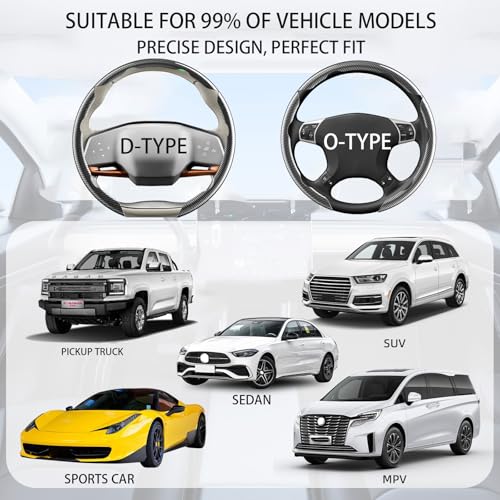FOAN Steering Wheel Covers, 3PCs Carbon Fiber Anti-Skid Clip on Car Steering Wheel Cover Protector Universal for Most Car, White - color: WHITE