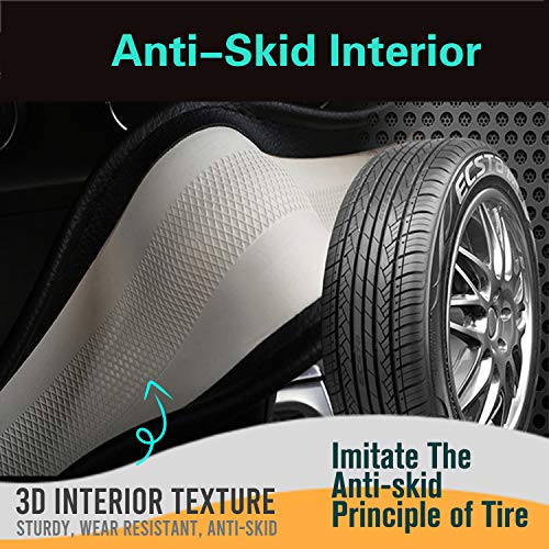 PINCTROT D Shaped 14 Inch Small Sized Steering Wheel Cover Great Grip with 3D Honeycomb Anti-Slip Design, Flat Bottom 14 Inch (All Black) - color: 7.D-shaped,All Black, size: Small Size[14''-14 1/4'']