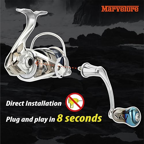 Mamba Series Power Handle 2.28'' (58 mm) with Titanium Knob Compatible for Shimano Stradic FL FM, Stella, Vanford, Vanquish, Twin Power, Nasci FC FD 1000-5000 Spinning Reels - color: Black