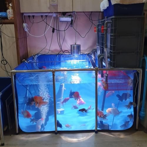 Flexible PVC Canvas Fish Breeding Tank with Steel Frame, 50x40x30cm Aquatic Pet Pool, Clear Viewing Window, Easy Assembly, Ideal for Backyard Pond and Fish Care