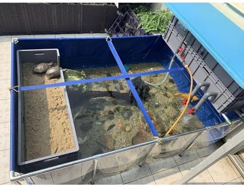 Flexible PVC Fish Breeding Tank with Steel Frame - 50x40x30cm Aquatic Pet Pool, Clear Viewing Window, Easy Assembly, Ideal for Backyard Ponds and Fish Care.
