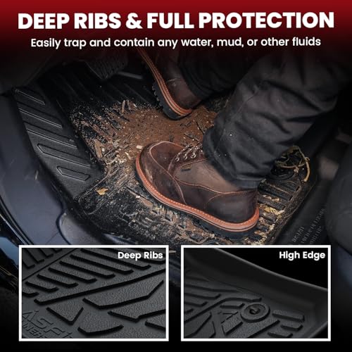LASFIT Floor Mats 2007-2013 for Chevy Silverado/GMC Sierra 1500, 2007-2014 2500 HD 3500 HD, Gasoline only, Crew Cab, 1st Row Bucket Seat, All Weather TPE Custom Fit Car Floor Mats (2007 Only New Body) - size: Mats for 1500/2500HD/3500HD Crew Cab 2007-2013