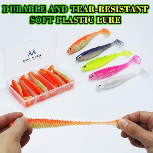 MAFIMOEA 40/30/25Pcs Paddle Tail Swim Baits Lures Fishing Soft Plastic Lure Kit for Bass Trout Walleye Crappie 6.5cm 7.5cm 10.5cm - color: Blue, size: 4.13IN/10.5CM - 20PCS