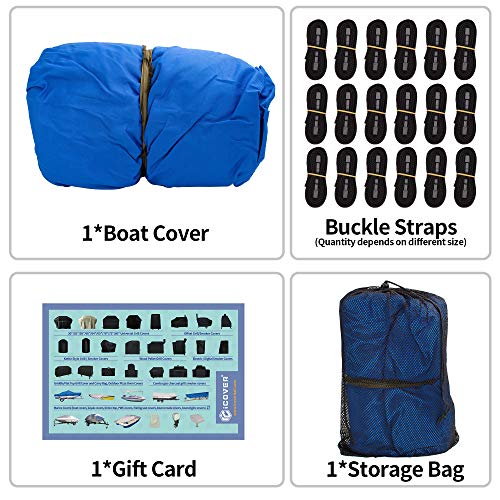 iCOVER Center Console Boat Cover, 600D Heavy Duty Marine Grade Waterproof Tear Resistant Boat Covers, Fits Boats 20'-22' Long Beam Width up to 106", Trailerable Boat Cover with Support Pole, Blue - color: Blue, size: 20ft-22ft long and beam width up to 10