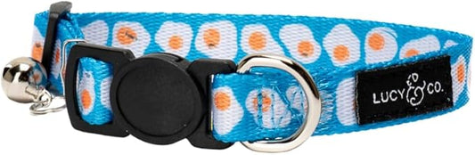Lucy & Co. Eggcelent Breakaway Cat Collar with Bell – Designer Print Adjustable Safety Collar for Cats, Kittens & Small Dogs, Lightweight Pet Collar for Boy & Girl Cats – Large