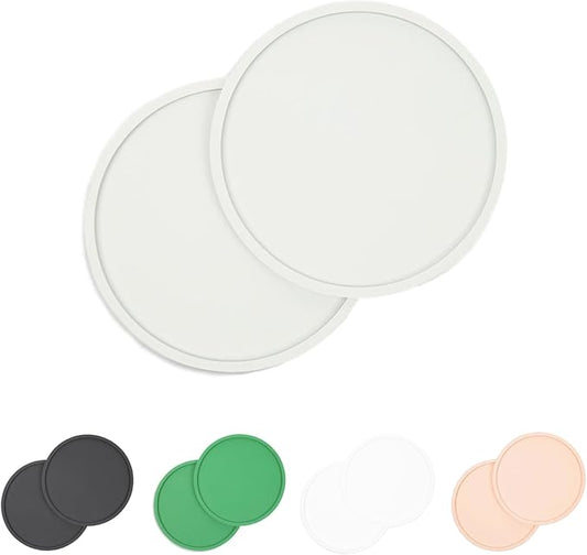 Waggo Habit Silicone Dog Placemat – Set of 2 Modern Heavyweight Silicone Dog Food Mats, Dishwasher Safe, Non-Slip, Solid Color – Light Grey (Medium, 7")