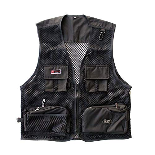 Foldable Outdoor Fishing Camping Travel Mesh Vest, Multi-Pockets Photography Lightweight Vests - color: Black, size: Small