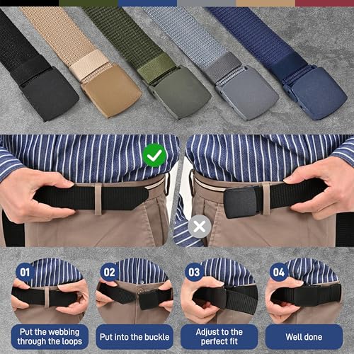 UNGGJKB Men's Tactical Belt, Nylon Casual Elastic Belt, Work Belt That Can Be Cut And Adjusted - color: Brown/Green/Black