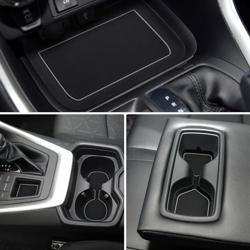 Auovo 3D Cup Holder Insert Liners Compatible with Toyota RAV4 Accessories 2025 2024 2023 2022 2021 2020 2019 Car Custom Cup Holder Mats Pads 4-pc Set (Gray Trim) - color: Gray, size: 4PCS