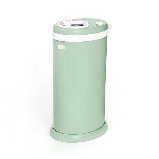 Ubbi Steel Diaper Pail, Odor Locking, No Special Bag Required, Award-Winning, Registry Must-Have, Sage Green