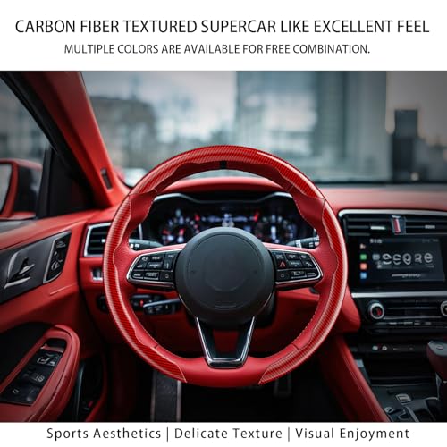 FOAN Steering Wheel Covers, 3PCs Carbon Fiber Anti-Skid Clip on Car Steering Wheel Cover Protector Universal for Most Car, White - color: WHITE