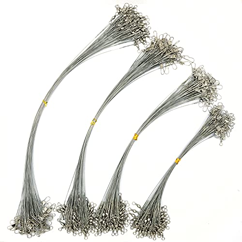 50pcs Fishing Wire Leaders Nylon-Coated Fishing Line Trace Lure Leaders with Swivels and Snaps Stainless Steel Fishing Tackle Leaders Tackle - color: Silver, size: 10inch