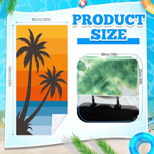 Hahafelt Car Seat Towel Covers with Storage Bag, 63 x 32 Inch Universal Non Slip Waterproof Sweat Protector for Car Truck, Gym Swimming Running, Machine Washable(2 Pack,Beach Palm Trees) - style: Beach Palm Trees