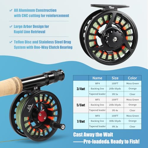 Maxcatch Extreme-X Fly Fishing Rod and Reel Combo, 3-8wt Complete Starter Fishing Outfit with Fly Box, Flies, Rod Clip Holder, Rod Case, Extra Tip Section - size: 5wt-9' 4pc Rod, 5/6wt Reel