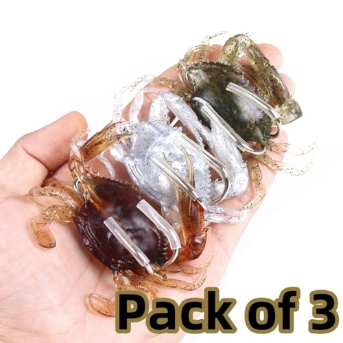 3 PCS Crab Lure, Soft Saltwater Artificial Lure, Simulation Crab Bait with Double Sharp Hooks for Sea Fishing