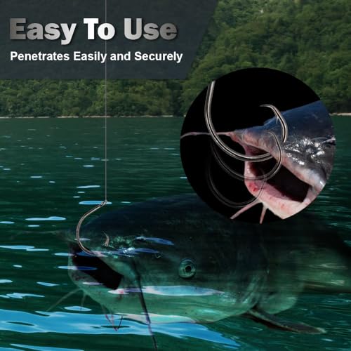 Reaction Tackle Circle Hooks - High Carbon Steel Fishing Hooks for Catfish, Bass and Saltwater Fishing - Sharp Offset Inline Point, Corrosion Resistant Black (25-Pack) - size: #5/0