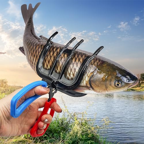 3 Claw Fish Gripper, 2026 Upgraded Metal Fishing Pliers Gripper, Multifuctional Fish Grippers for Fishing, Fish Grabber Tool for Most Freshwater Fish and Crab - size: 2pcs 3 claw