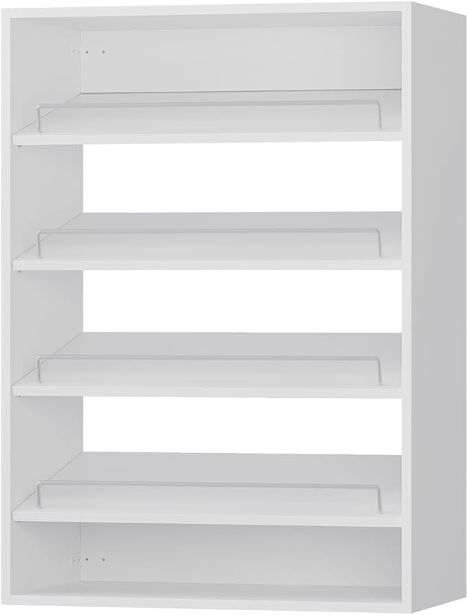 Shoe Shelf Short Tower Closet Unit, Modular Closet System, Wood Closet System Organizer with Storage for Walk In Closets, Clothing Rack for Hanging Clothes, Bedroom, White, 25.5"W