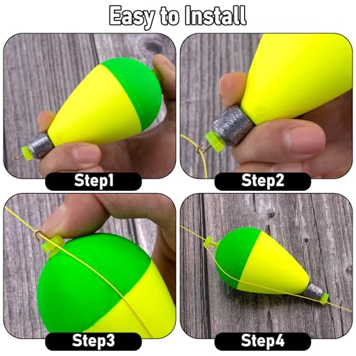 Dr.Fish 5 Pack Weighted Fishing Bobbers Snap-on Spring Bobbers Push Button Floats EVA Foam Pear Shape Bass Freshwater Fishing for Crappie Panfish Bluegill Trout - color: Red, size: 3"(1oz)