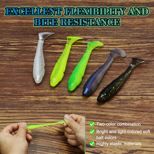 Soft Fishing Lures, 6.5cm/8cm Paddle Tail Swimbaits Soft Plastic Lures Kit for Bass Trout Walleye Crappie 30pcs/40pcs… - color: B-7.5cm/2.95-30pcs