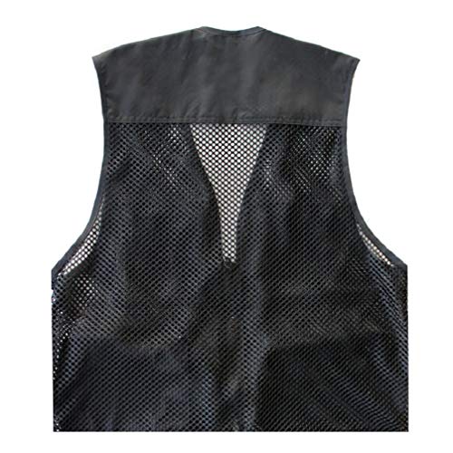 Foldable Outdoor Fishing Camping Travel Mesh Vest, Multi-Pockets Photography Lightweight Vests - color: Black, size: XX-Large
