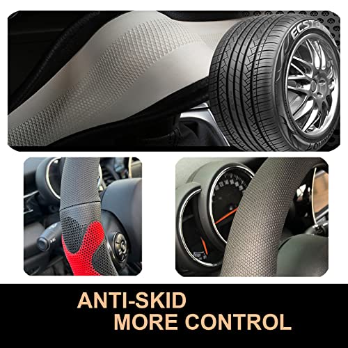 PINCTROT XL Size 17.5-18 Inch Comfy Grip Steering Wheel Cover for Semi Truck, Fits RV, Big Rig Trucker, 18 Wheeler and Classic Cars, Anti-Slip Design 17.5-18 Inch(Silicone Red) - color: 2.Red, size: Extra Large Size[17 1/2''-18'']