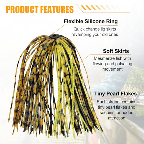 Spinner Bait Skirt Jig Skirts Replacement DIY Fishing Lure Making Supplies Soft Skirt for Spinnerbaits Bass Fishing Jigs Buzzbait Squid Jigs Fishing Lure Skirts 50 Strands - style: 12pcs