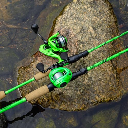 KastKing Zephyr Dual-Tip Fishing Rod and Reel Combo,Spinning & Baitcaster Combo,Dual Tips Section for Different Powers,IM6 Graphite 2-Piece Rod with Extra Tip,Sensitive & Powerful,Freshwater Fishing - style: Cast: 6'0''- Ml& M- Dual-tip Rod - Right Handed