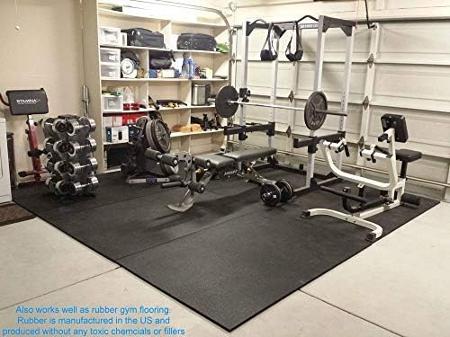 American Heavy Duty Stall Tiles - Stable/Horse Tiles - Thick, Durable Rubber Flooring - Solid Black 14' x 20' Set 1/2" Thick (70 Tiles Total)