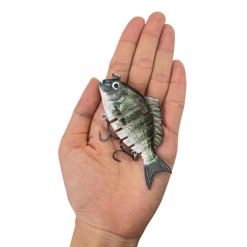 3pcs Multi-Jointed Panfish Bluegill Swimbait Hard Sinking Bass Fishing Lure with Sharp Treble Hooks, Lifelike Fishing Lures for Bass Trout Walleye Crappie, Amazing Swimbaits Gift - color: 03-3.15inches
