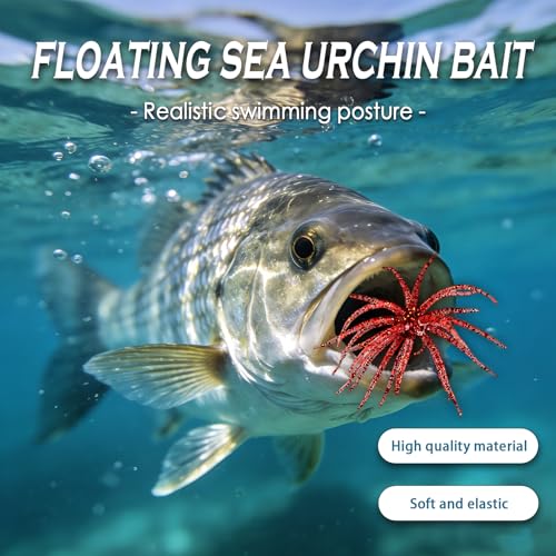 4Pcs Dice Bait, Floating TPR Swimbait with Reflective Stars,Tentacle Creature Lure, Sea Urchin Style Soft Plastic Baits, for Bass Fishing Drop Shot, Wacky Rig/Neko Rig and Finesse, Slow Sinking - color: Grass Green(L), size: 11cm/4.33inch