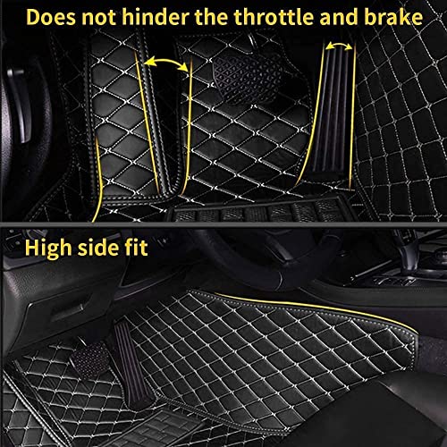 Custom Personalized Floor Mats - Luxury Full Coverage All Weather Mats, Anti-Slip Leather Set, Fits 98% of Cars, Trucks & SUVs (Black Blue) - color: Black Blue