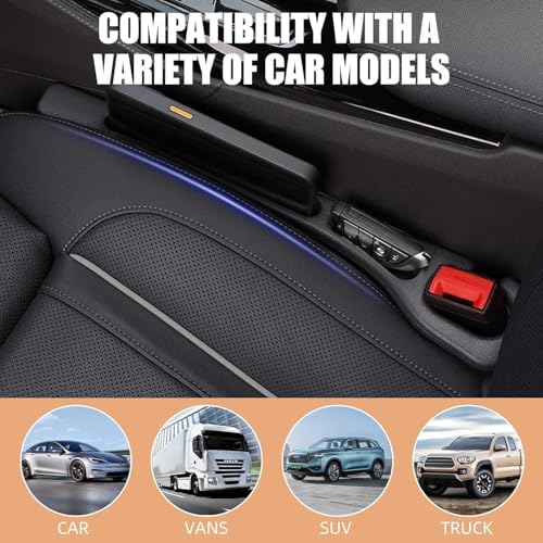 Car Seat Gap Filler Set of 2, Premium Interior Car Accessories, Multifunctional Car Storage Solution with Non-Slip Design, Fits Most Vehicles (Dark) - color: Dark